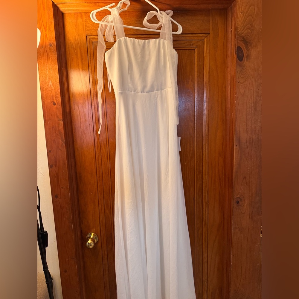 Tie strap floor length dress
